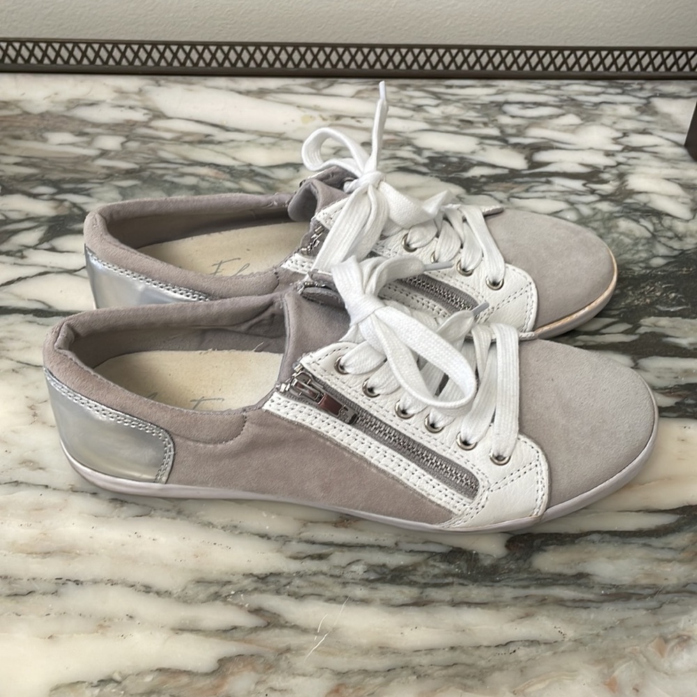 Marc Fisher Gray and White Sneakers